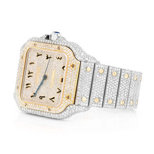 Montre de luxe unisexe Hip Hop à quartz en acier inoxydable glacé avec diamants VVS, mouvement ETA, cadran 41 mm, chiffres romains - Product Image 1
