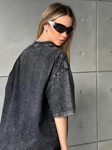 T-shirt d'été en coton délavé pour femmes hommes Loose O-Neck Oversized Tee Korean Y2k Female Clothes Casual Vintage Short Sleeve Tops - Product Image 3