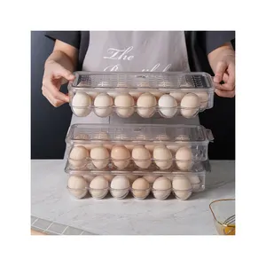 냉장고 쌓을 수있는 계란 트레이 상자 뚜껑이있는 용기 주최자 상자 용 플라스틱 계란 홀더