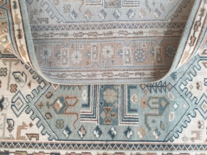 Tapis Oushak en laine fait main PB Nicolette Beige et bleu pour salon, chambre à coucher, salle à manger - Product Image 6