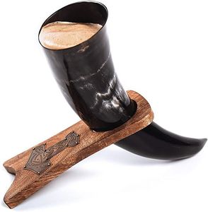 Atrapasueños Inspirado en la Era Vikinga de S.SONS, Diseño en Negro Pulido, Imitación de Cuerno de Búfalo, Estilo Europeo, Personalizable - Product Image 3