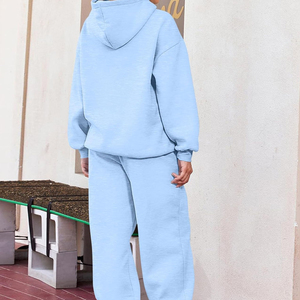 Conjunto Deportivo Informal de Alta Calidad para Mujer, Estilo Holgado, Tela de Felpa, Dos Piezas para Correr, Ropa Deportiva, 100% Algodón - Product Image 3