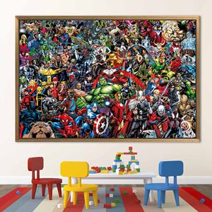 Toile imprimée avec des héros Marvel pour la décoration murale de la chambre des enfants, 1P : encadré or - Product Image 1