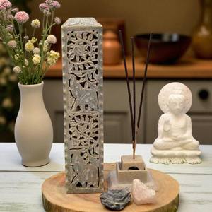 3 X 10 Elephant Design Marble <b>Incense</b> <b>Stick</b> <b>Holder</b> Handmade Agarbatti Stand <b>for</b> Spiritual & Aromatherapy Use - Product Image 2