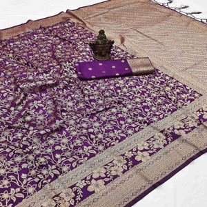 Vêtements occasionnels Soft Khadi Georgette Avec Tissage Travail Saree Femme Mode Vente en Gros Usine Fabricant et Fournisseur - Product Image 1