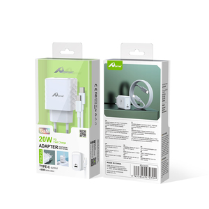 Cargador tipo C GAN de 20W, color blanco, con QC3.0, para teléfono, auriculares, hogar y móvil, compatible con enchufes EU UK US - Product Image 1