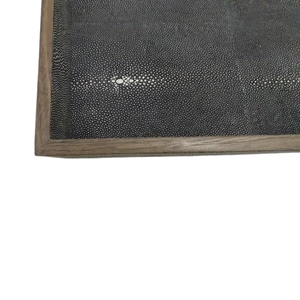 Bandejas Rectangulares Negras de Imitación de Piel de Pez para Servir Té, 0.57x0.42x0.06, con Bordes Enchapados, Diseño Templado, Marca DPC - Product Image 5