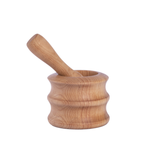 Juego de Mortero y Pilón de Madera de Haya Texturizada, Molinillo de Especias de Madera Natural Sólida, Triturador de Ajo, Herramienta de Cocina Profesional Ecológica - Product Image 4