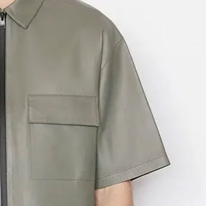 Camisas de Manga Corta de Cuero Genuino de Alta Calidad de Último Diseño en Venta, Camisas de Cuero para Hombre de Diseño de Alta Calidad - Product Image 6