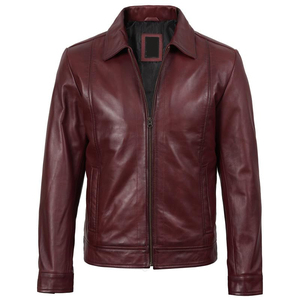 Chaqueta de Cuero de Oveja Genuino Más Vendida para Hombre, Cuello Alto, Resistente al Viento, Corte Regular, Alta Calidad, Cómoda y Elegante - Product Image 3