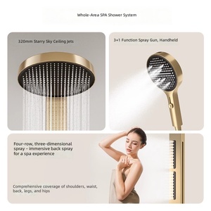 Système de <span class=keywords><strong>douche</strong></span> moderne de luxe léger tout <span class=keywords><strong>en</strong></span> laiton chromé avec écran numérique intelligent de température, multifonction haute pression pour appartement - Product Image 4