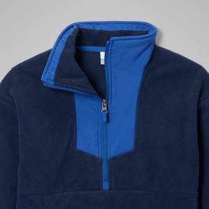 Sweat-shirt pour garçons en polaire avec design tendance, blocs de couleur, logo personnalisé, poches zippées et col montant - Product Image 2