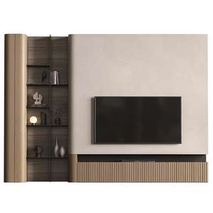 KEJIA Open <strong>Shelving</strong> Entertainment Center for Modern Living Rooms Minimalist Floating <strong>TV</strong> <strong>Wall</strong> Unit with Dark Wood Grain - Product Image 1