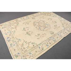 Alfombra Turca Grande de 5.7x8.6 pies, Alfombra Oriental Blanca Vintage - Product Image 3