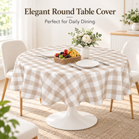 Nappe ronde en polyester à carreaux, imperméable et lavable, pour pique-nique en extérieur, couverture de table pour jardin et fête