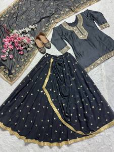 Shalwar Kameez Islámico Azul de Georgette Sintética, Completamente Cosido con Bordado Intenso, Tela para Vestidos de Mujer para Bodas y Fiestas - Product Image 4