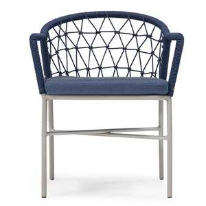 Silla de comedor nórdica moderna de marco de aluminio con cuerda tejida y cojín a prueba de Sol para un comedor contemporáneo elegante - Product Image 2