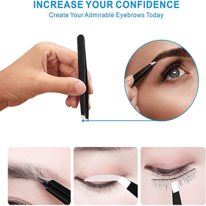 Pinza Profesional para Cejas, Herramienta Cosmética para Eliminar Vello Facial, Pinza de Acero Inoxidable con Punta Plana para Depilar - Product Image 3