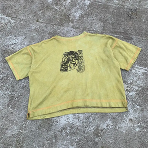 เสื้อยืดผู้ชายเสื้อครอปผ้าฝ้ายพิมพ์ลายกราฟฟิกแบบวินเทจ - Product Image 1