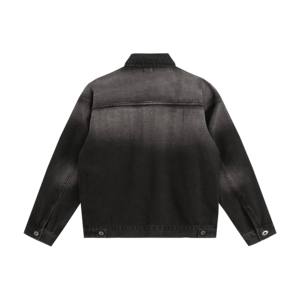 Streetwear à la mode personnalisée en usine, veste vintage en denim, manteaux délavés unisexes surdimensionnés en denim noir pour automne hiver pour hommes - Product Image 4