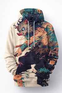 เสื้อฮู้ดดี้ผู้ชายคุณภาพสูง ผ้าฝ้าย 100% สำหรับฤดูหนาว พิมพ์ลายอนิเมะอินุสเกะตามสั่ง ดีไซน์โลโก้ด้านหน้า คอซิป - Product Image 1