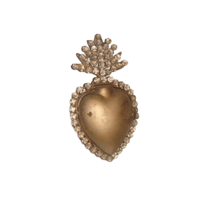 Arc de cœur sacré en métal fini or antique Sunburst suspendu Ex Voto Coeur sacré pour église cadeau et décor catholique décoratif - Product Image 2