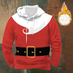 Christmas Lights <b>Red</b> Santa Hat Digital Printing Fleece Unisex Pullover <b>Hoodie</b> Solid <b>Zipper</b> Winter Hooded Sweatshirt - Product Image 4