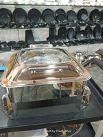 Ensemble chauffe-plats de luxe en acier inoxydable, chafing dish pour restaurant et buffet, capacité 150L, chauffage par souffleur d'air chaud, écologique