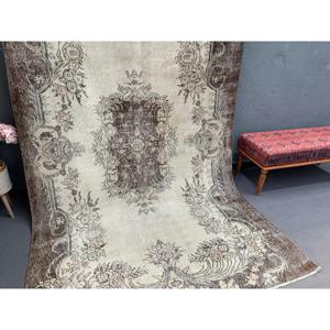 พรมวินเทจสไตล์ตุรกี ขนาด 5.8x9.5 ฟุต พรมขนาดใหญ่ สีน้ำตาลล้วน - Product Image 2