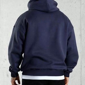 Premium 100% algodón Rib Cuff Pullover Sudadera con capucha para hombres Logotipo personalizado Bolsillo de gran tamaño Hombro caído Atlético Tinte liso - Product Image 4