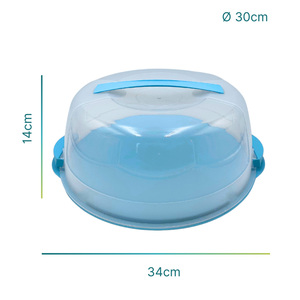 Tondo da 30cm crema di colore azzurro giallo Lime supporto in plastica con coperchio realizzato in Italia eleganti strumenti per torte di Design italiano - Product Image 2