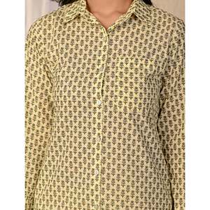 Conjunto de Dos Piezas de Algodón Bordado Barik Butti en Verde Pastel, Estilo Casual, Corte Recto, con Botones, Disponible en Tallas XXL, XL, L, 3XL, 4XL, 5XL, 6XL - Product Image 2