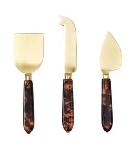 Vaisselle Couteau Cuillère Fourchette Couverts Métallique Vaisselle Résine Manche Or Fini Fromage Ensemble d'Outils Cuisine Couverts - Product Image 1