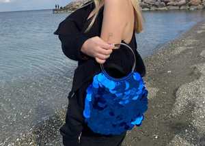 Bolsos de mano de lentejuelas hechos a mano, bolsos de mano de lujo para mujer, monederos y bolsos brillantes para mujer, bolso de moda azul - Product Image 2