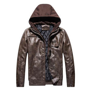 Veste en cuir de vache respirante, coupe-vent, écologique, chaude pour l'hiver, à capuche, décontractée pour hommes à prix raisonnable - Product Image 1