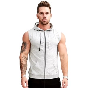 Custom Logo Top Quality Breathable Casual Fitness Tank Top Sport Wear <b>Sleeveless</b> Solid Color Pullover <b>Men</b> Gym <b>Hoodies</b> - Product Image 5