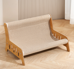 Grande chaise longue pour chat en bois et griffoir, design pliable, emballage en boîte, durable pour les chats - Product Image 3