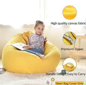 Fauteuil pouf en coton de style contemporain moderne, design asiatique européen chinois, confortable, convertible, en tissu et mousse - Product Image 5