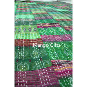Handmade Indian <b>Kantha</b> Work Quilt Patchwork 100% Silk Bedspread Vintage Ralli <b>Throw</b> Wholesale Lot 3Pc for Home Use - Product Image 3