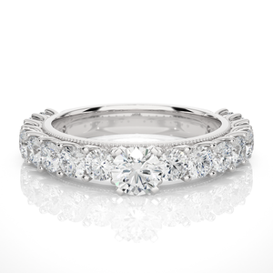 Anillo de Compromiso de Oro Rosa con Cuentas y Moissanita de 3 Quilates, Corte Redondo - Product Image 6