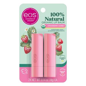 Bálsamos Labiales Orgánicos EOS Strawberry Sorbet en Barra, Paquete de 2 Unidades de 0.14oz, Cuidado Labial Natural Hidratante para Labios Secos, Venta al por Mayor - Product Image 1