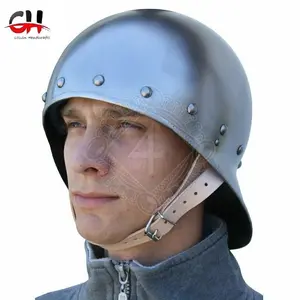 Pase el ratón para hacer zoom calibre 18 Acero Medieval Knight Tardío medieval abierto mazo Casco Cosplay Armor. Casco elegante.