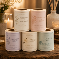 Étiquettes personnalisées de luxe résistantes à l'huile pour bougies, impression de logo, papier texturé, autocollant en feuille d'or pour pots de bougies