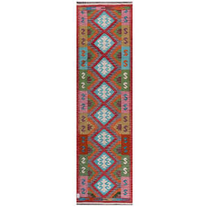 Alfombra Kilim de Maimana, Afganistán, 299 x 84 cm - Product Image 1