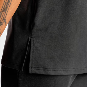 Venta al por mayor de ropa activa, Camiseta de algodón y poliéster para hombres, ropa deportiva con logotipo personalizado, medias de entrenamiento, camiseta de manga corta con cuello redondo - Product Image 3