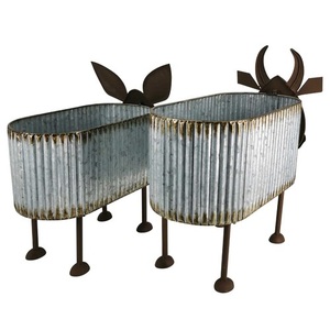 Modern Outdoor Galvanized Metal <b>Planter</b> Small to <b>Large</b> Farmhouse Decorative <b>Garden</b> Supplies Iron Hanging or Floor Usage - Product Image 2