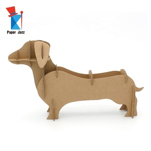 Jouet éducatif DIY, jouet en papier <span class=keywords><strong>3D</strong></span>, papier jazz, carton recyclé, projet en carton DIY, mini article de rangement fantaisie en forme de teckel - Product Image 4