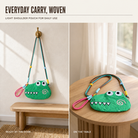 Sac à bandoulière pour téléphone portable en forme de crocodile de dessin animé, pochette à double sangle pour usage quotidien