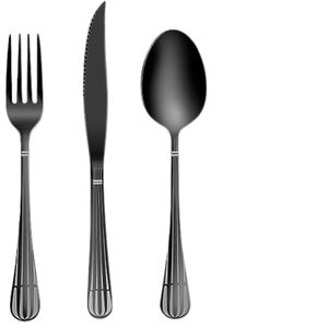 Juego de cubiertos con acabado brillante Negro de metal de acero inoxidable al mejor precio de la India para uso en bodas - Product Image 2