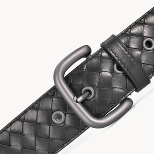 OEM Luxury Men's Casual Polo Belt Square Buckle Solid <b>Silver</b> Finish Customizable Color Size Lightweight Comfortable Cow Hide - Product Image 6